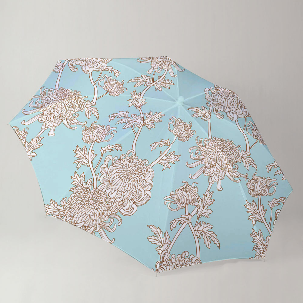 Blue Pastel Chrysanthemum Umbrella