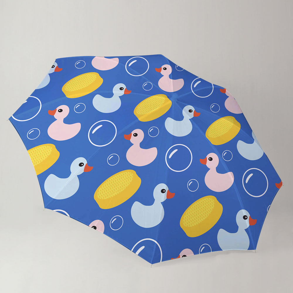 Blue Pink Duck Monogram Umbrella