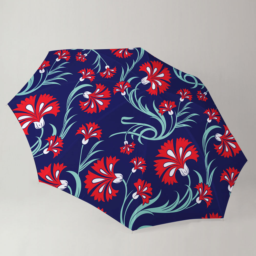 Carnations Seamless Pattern Umbrella