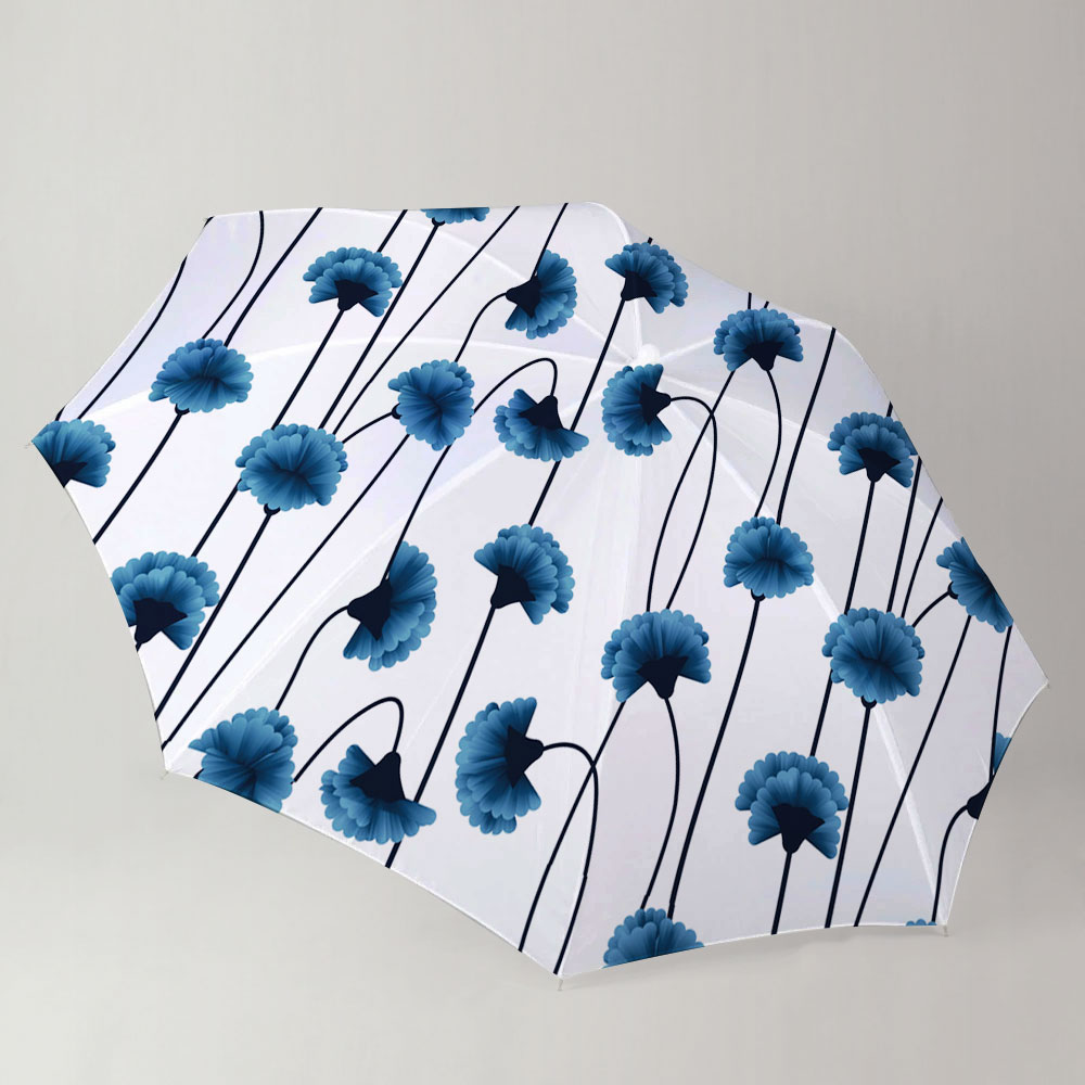 Dark Blue Carnation Flowers Umbrella