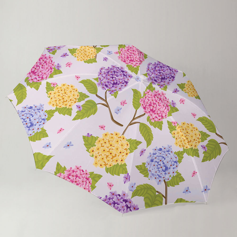 Floral Hydrangea Seamless Pattern Umbrella