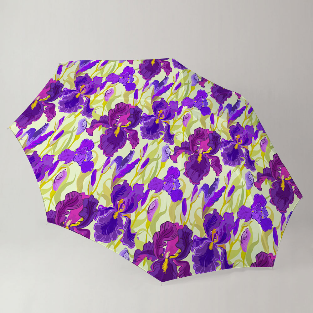 Floral Seamless Pattern Flower Iris Background Umbrella