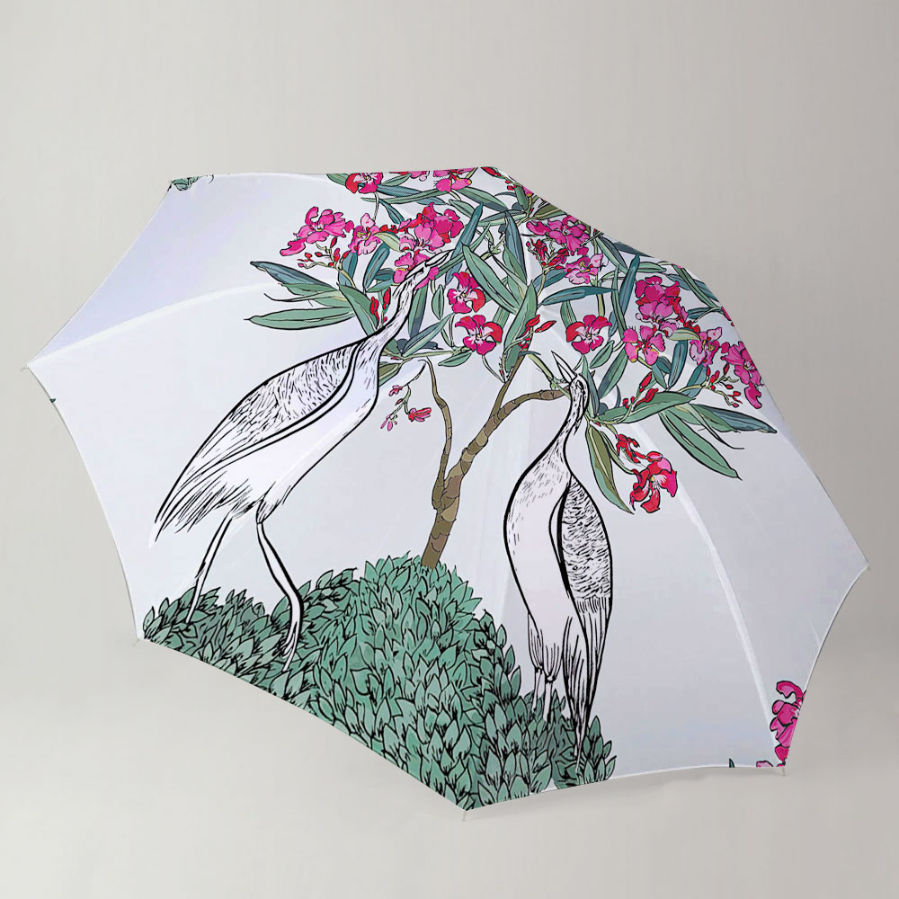 Heron Under Oleander Tree Umbrella