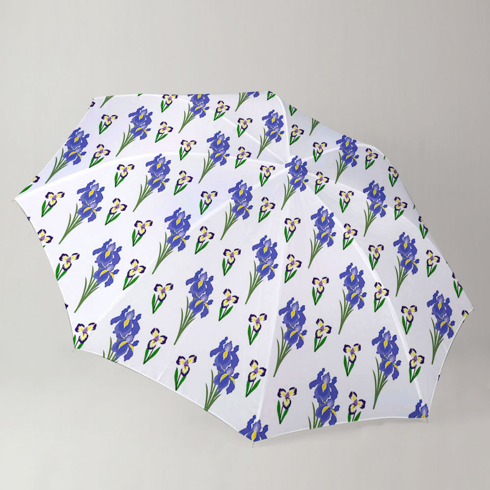 Iris Flower And Leaf Seamless Pattern Umbrella