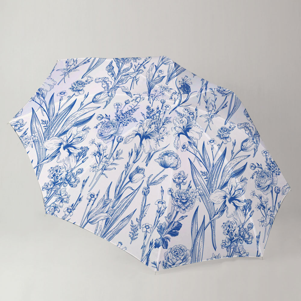 Iris Flower Blue Floral Umbrella