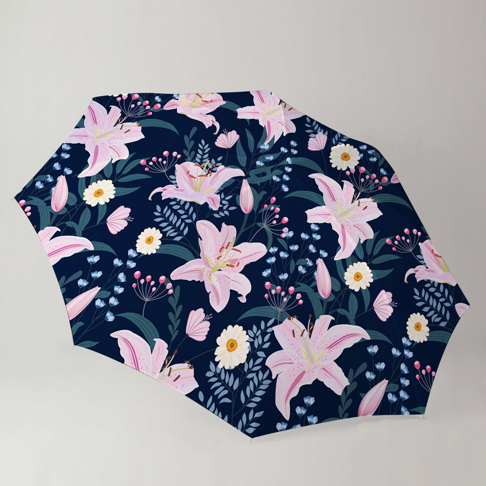 Lily Flower With Floral Pink Umbrella