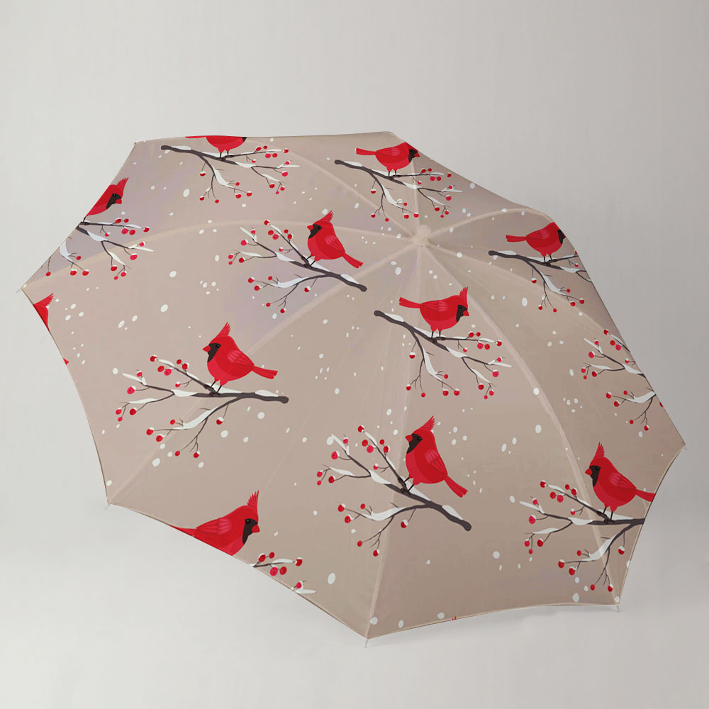 Little Cardinal In Snow Umbrella