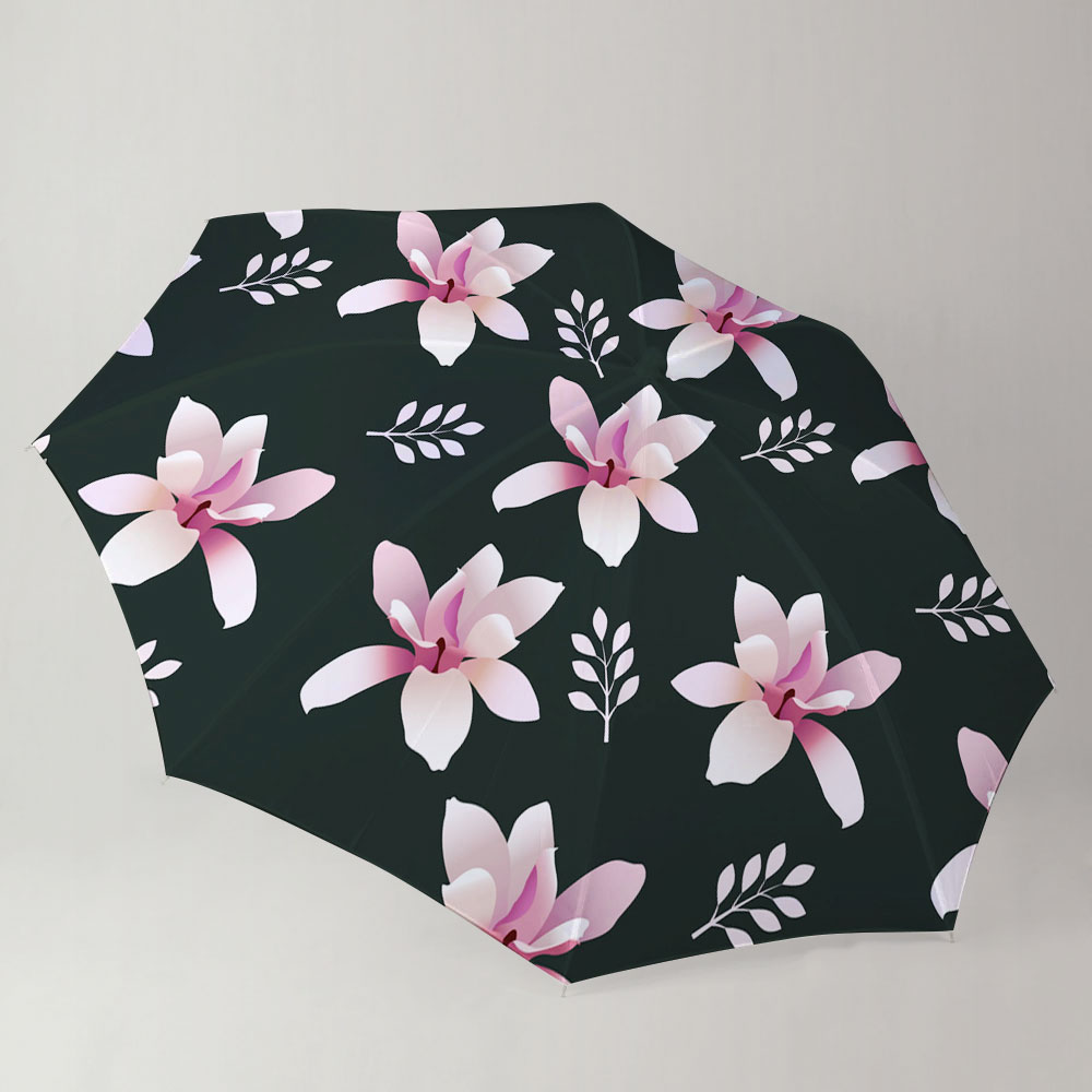 Magnolia On Black Background Umbrella