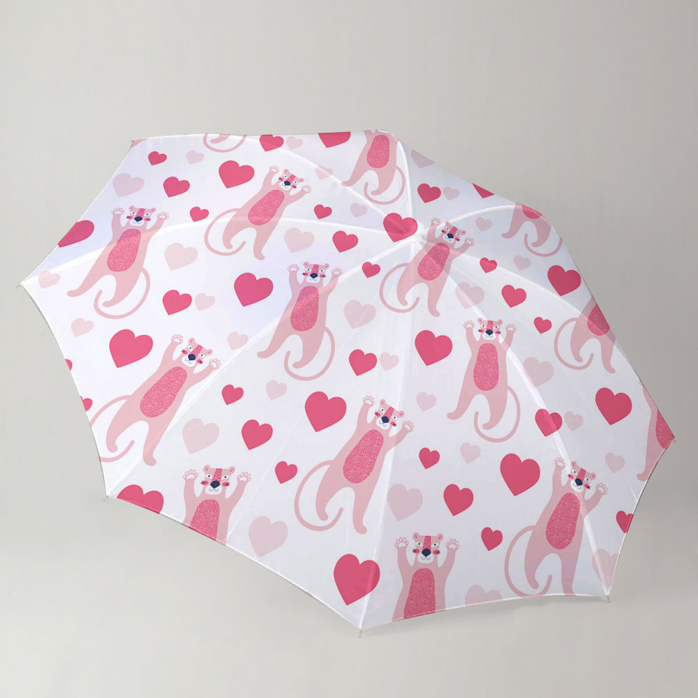 Pink Heart Panther Umbrella