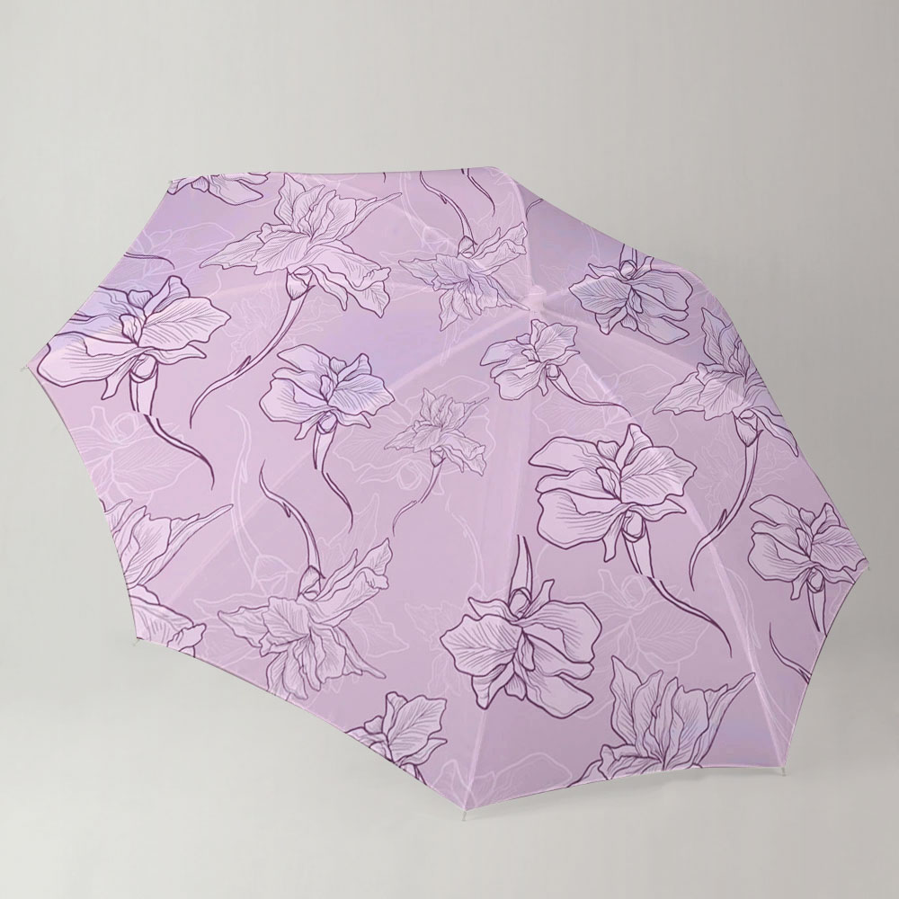 Pink Iris Flowers Umbrella