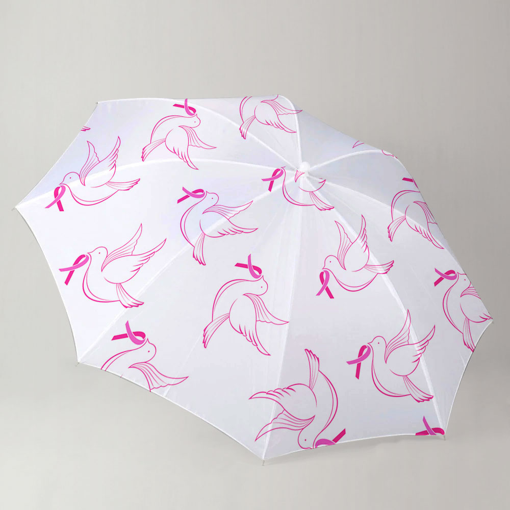 Pink Ribbon Flying Pigeon Umbrella
