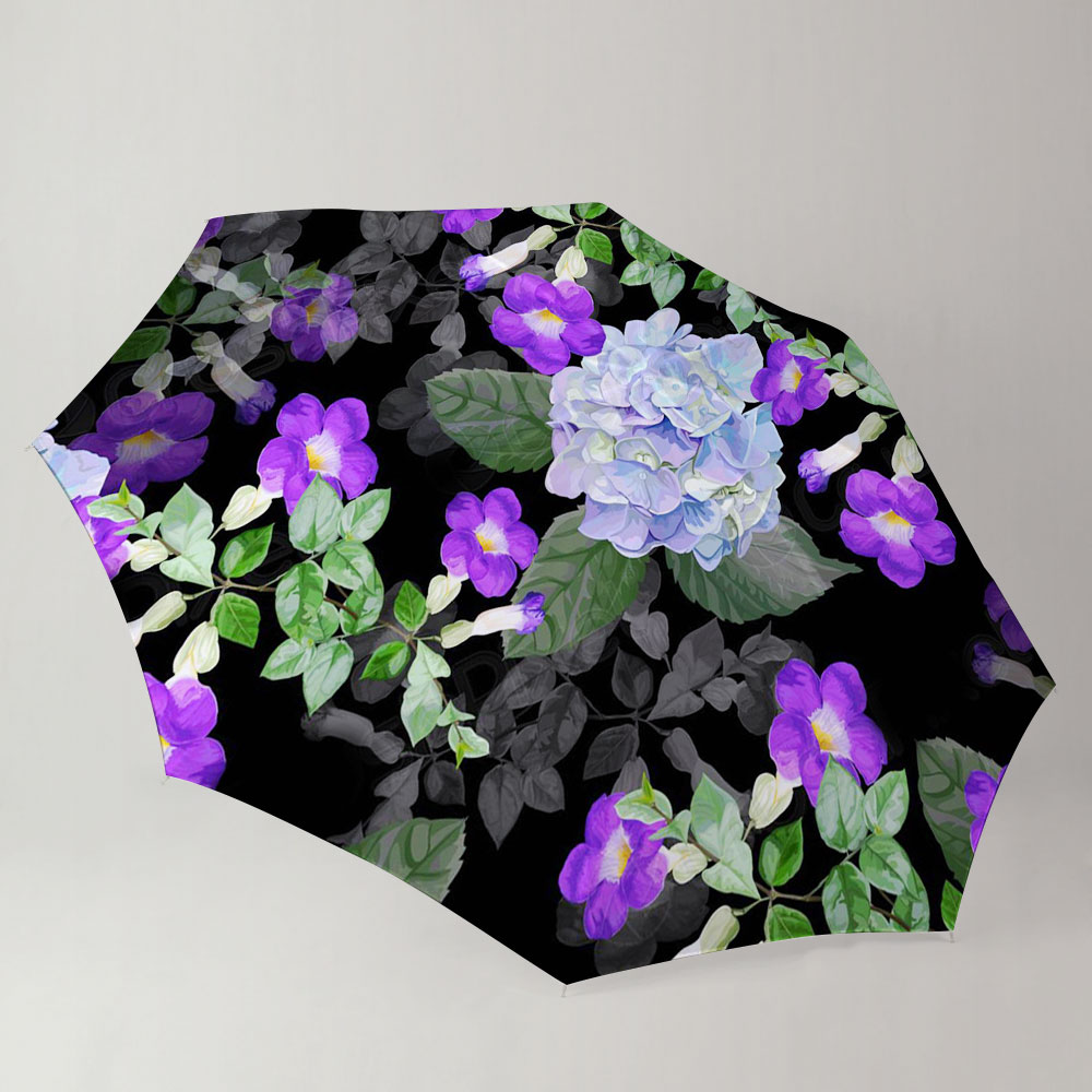 Purple Flower And Hydrangea Umbrella