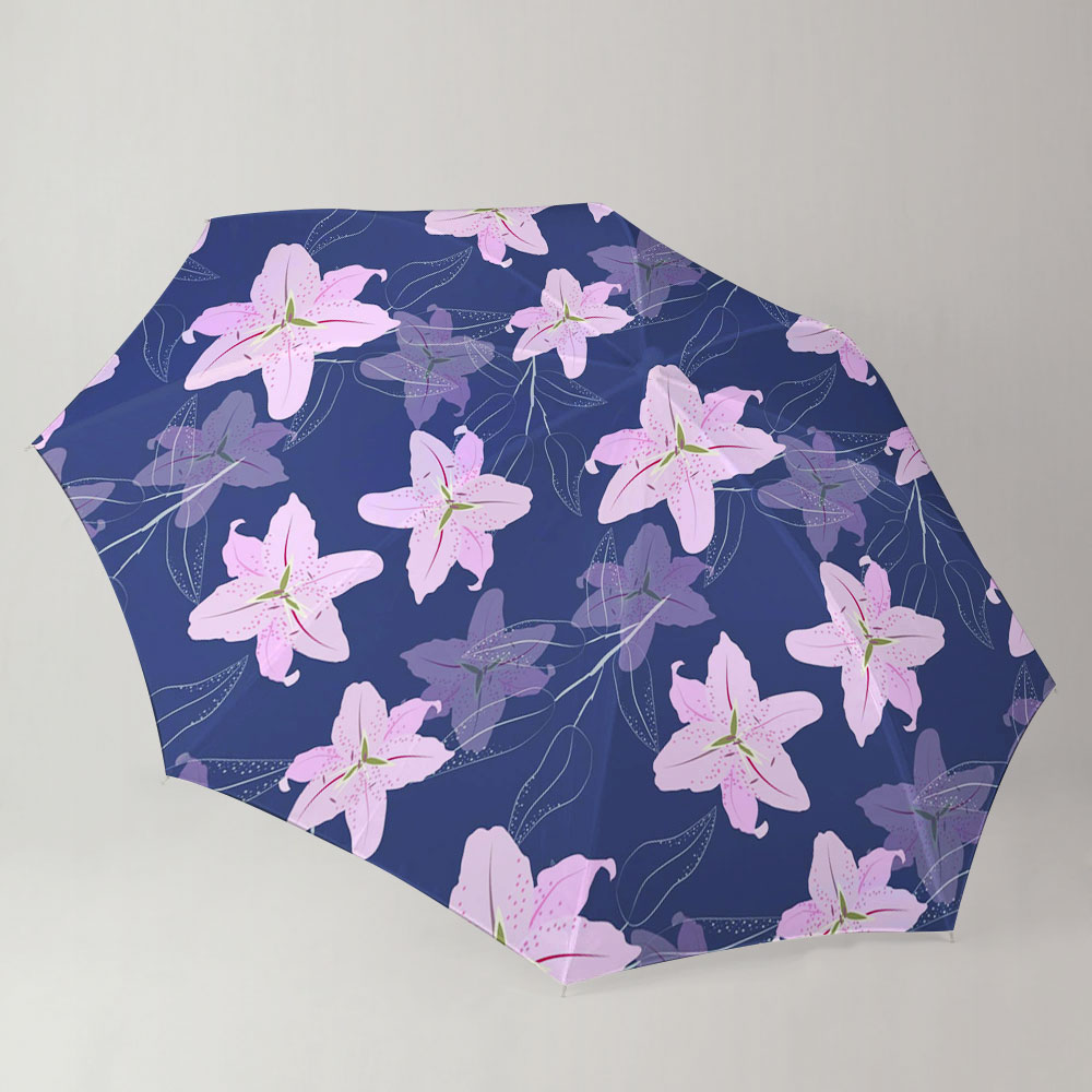 Purple Lily Flowers Umbrella