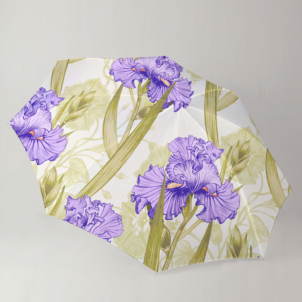Purple Watercolor Iris Flower Umbrella
