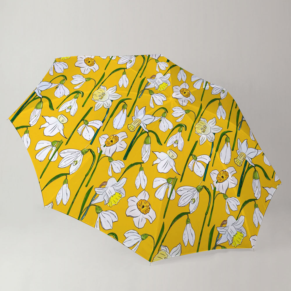 Snowdrops And Daffodils Seamless Pattern Umbrella
