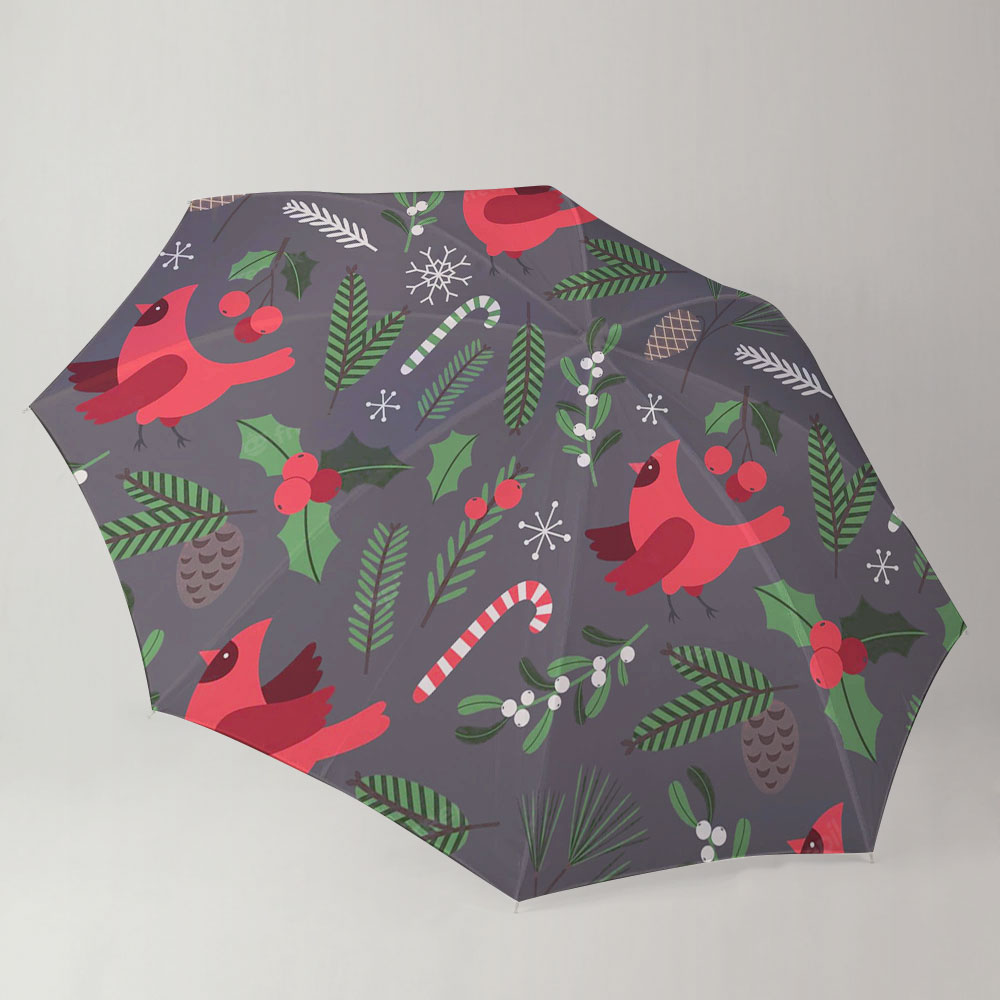 Tropical Christmas Cardinal Umbrella
