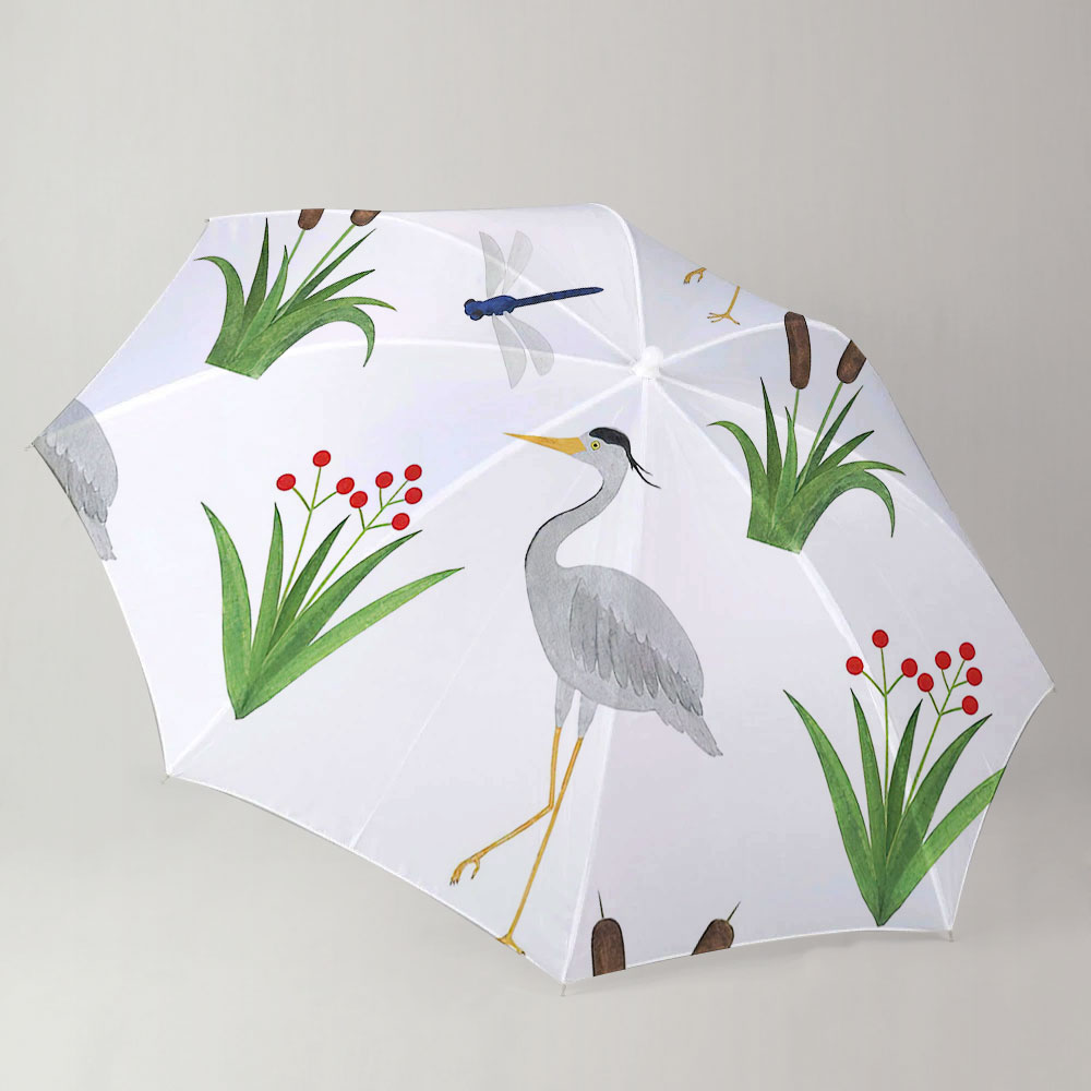 Tropical Heron Cartoon Umbrella