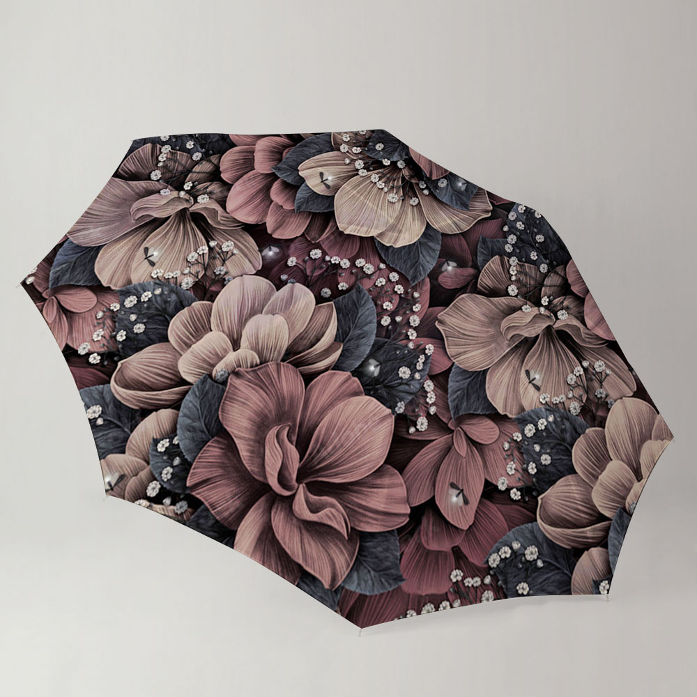 Vintage Brown Hydrangea Flowers Umbrella