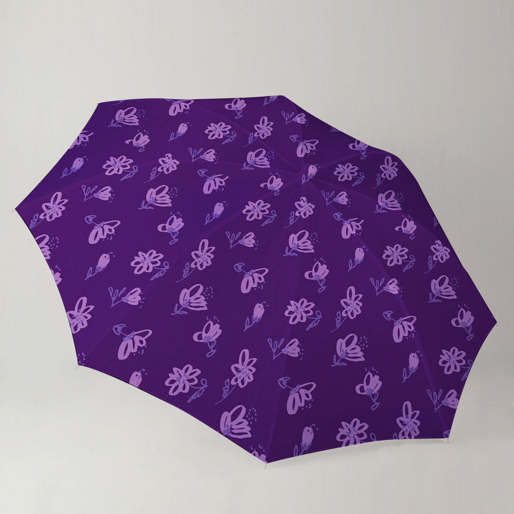 Vintage Violet Floral Seamless Pattern Umbrella