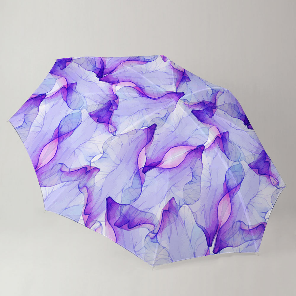 Watercolor Seamless Pattern With Purple Flower Umbrella