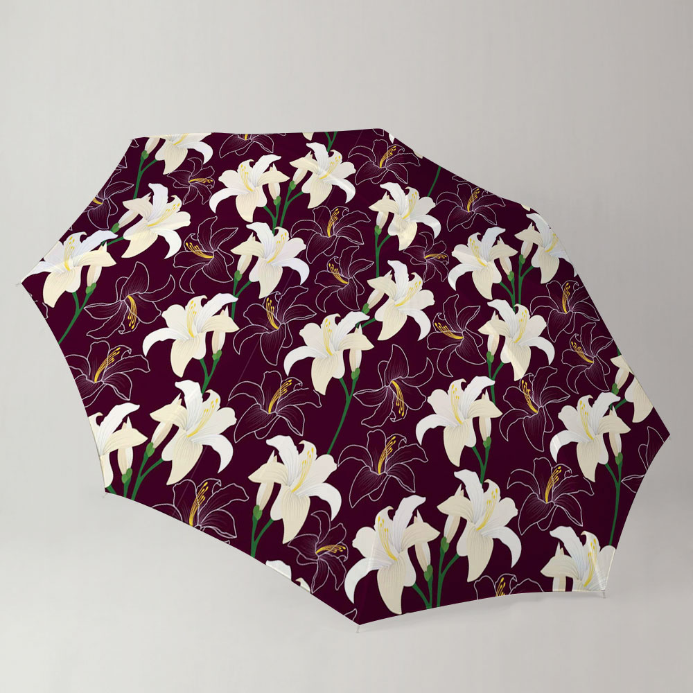 White Lily Seamless Pattern Umbrella