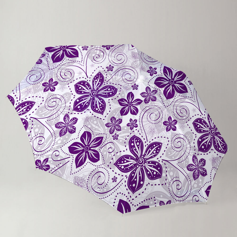 White Violet Floral Pattern Umbrella