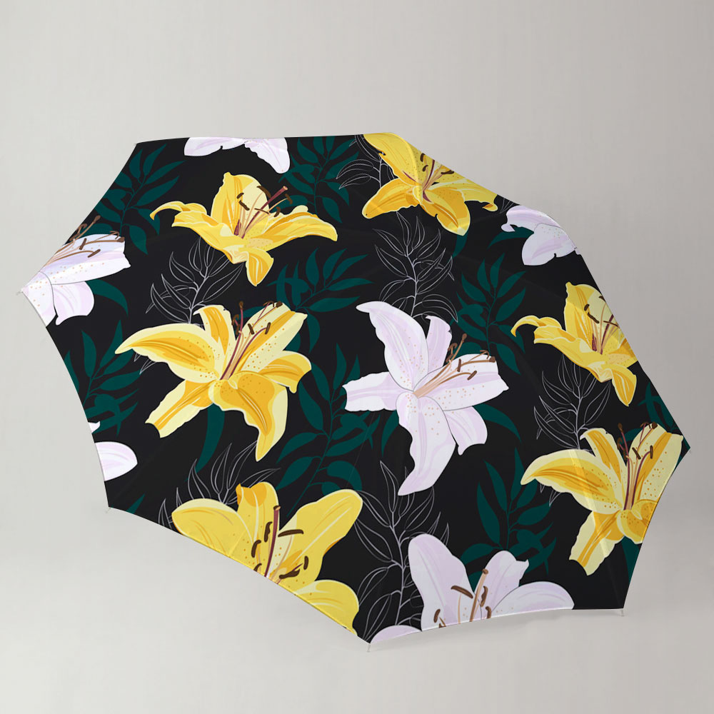 Yellow And White Lily Flowers Umbrella