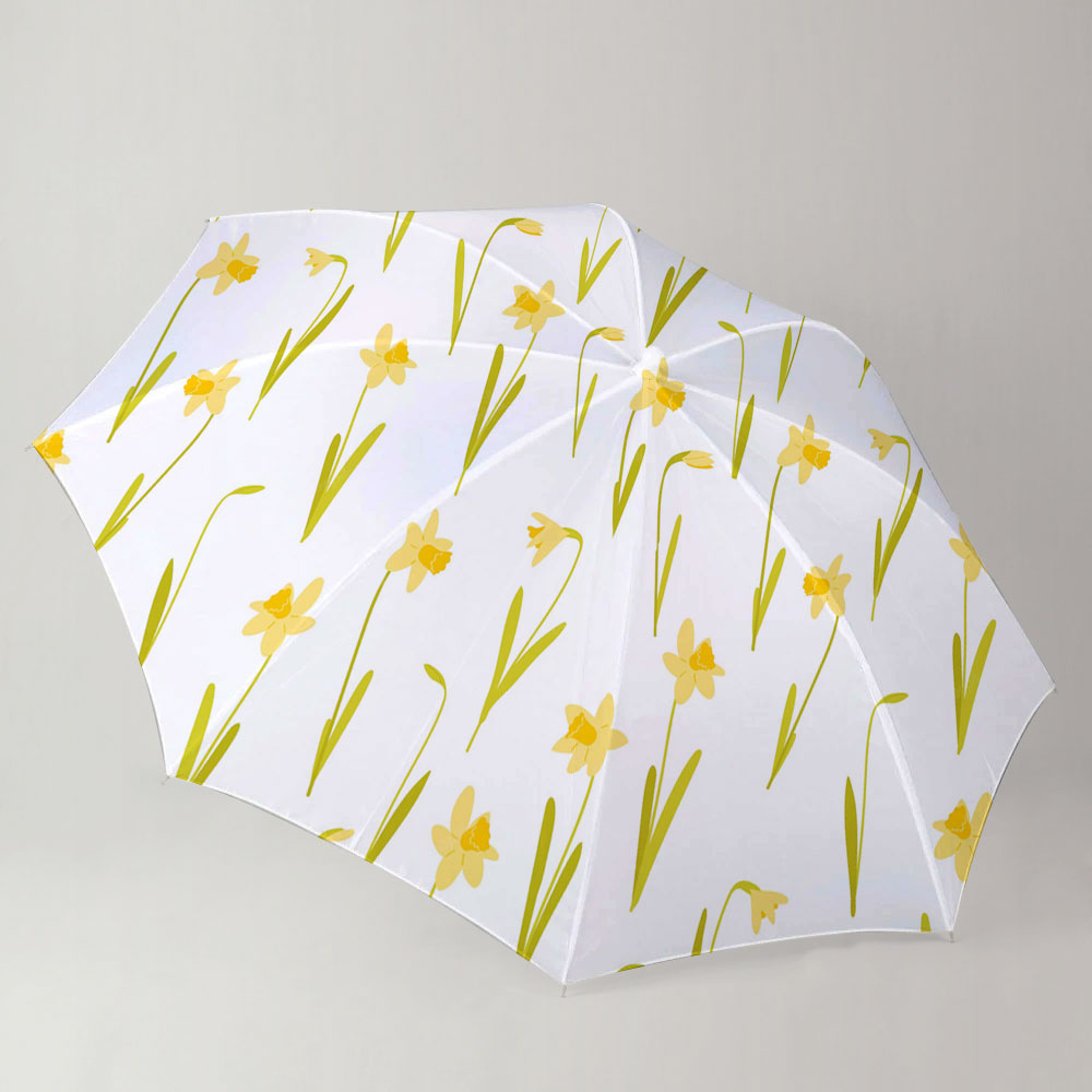Yellow Daffodils On White Background Umbrella