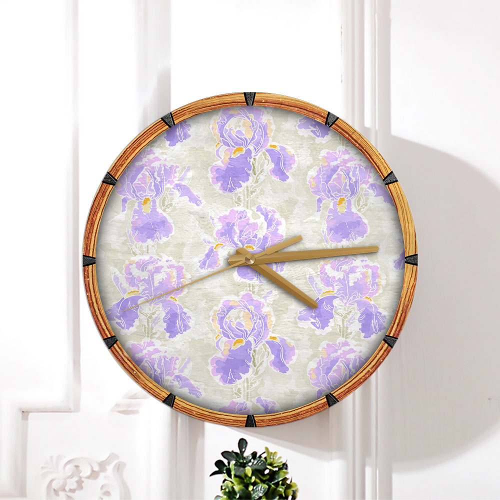 Abstract Iris Flower Wall Clock