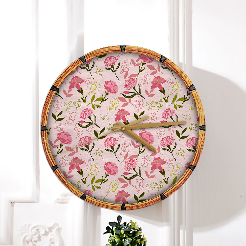 Beautiful Carnation Flower Wall Clock