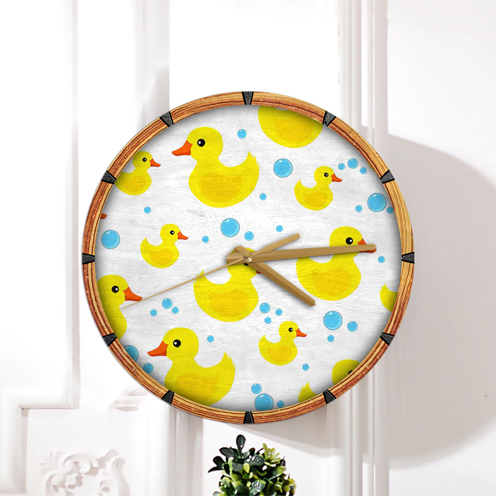 Blue Bubbles Duck Wall Clock