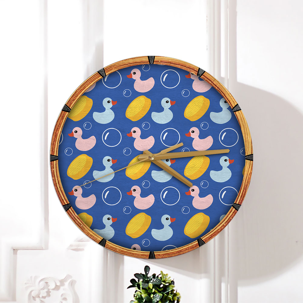 Blue Pink Duck Monogram Wall Clock