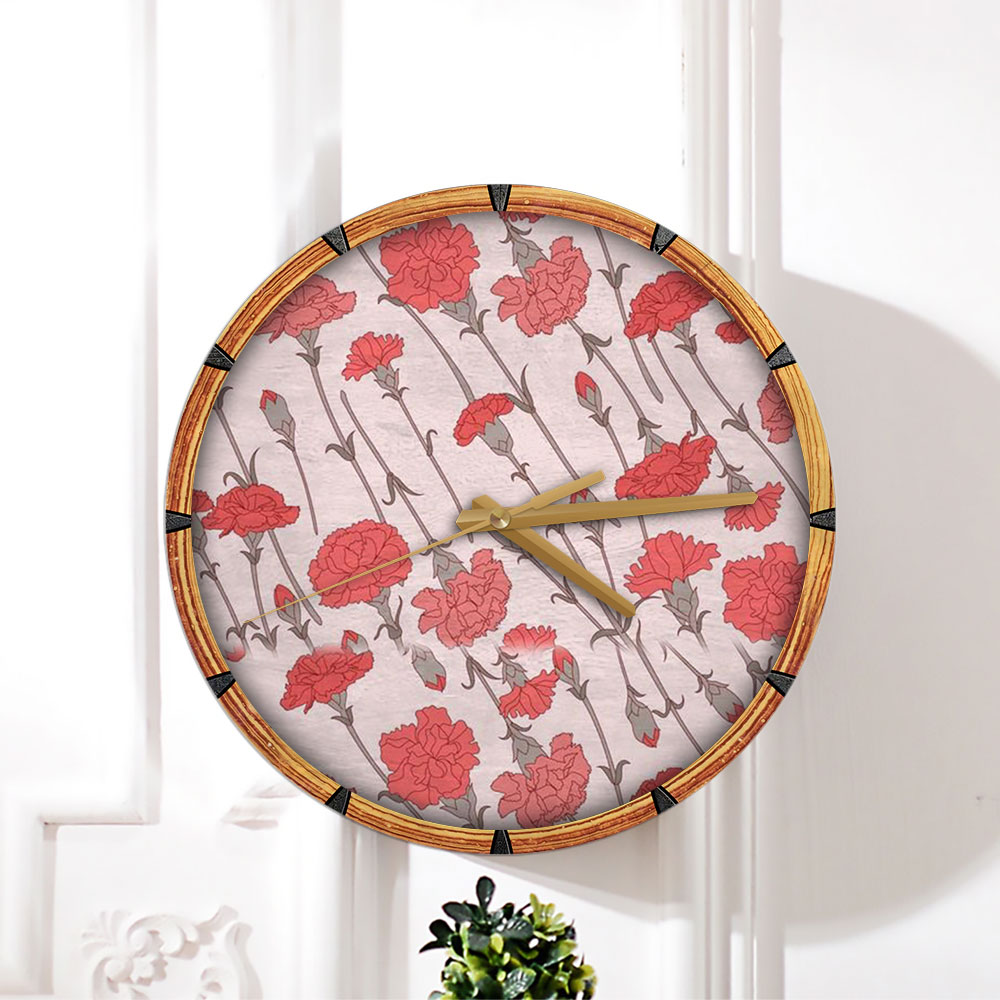 Carnation Floral Wall Clock