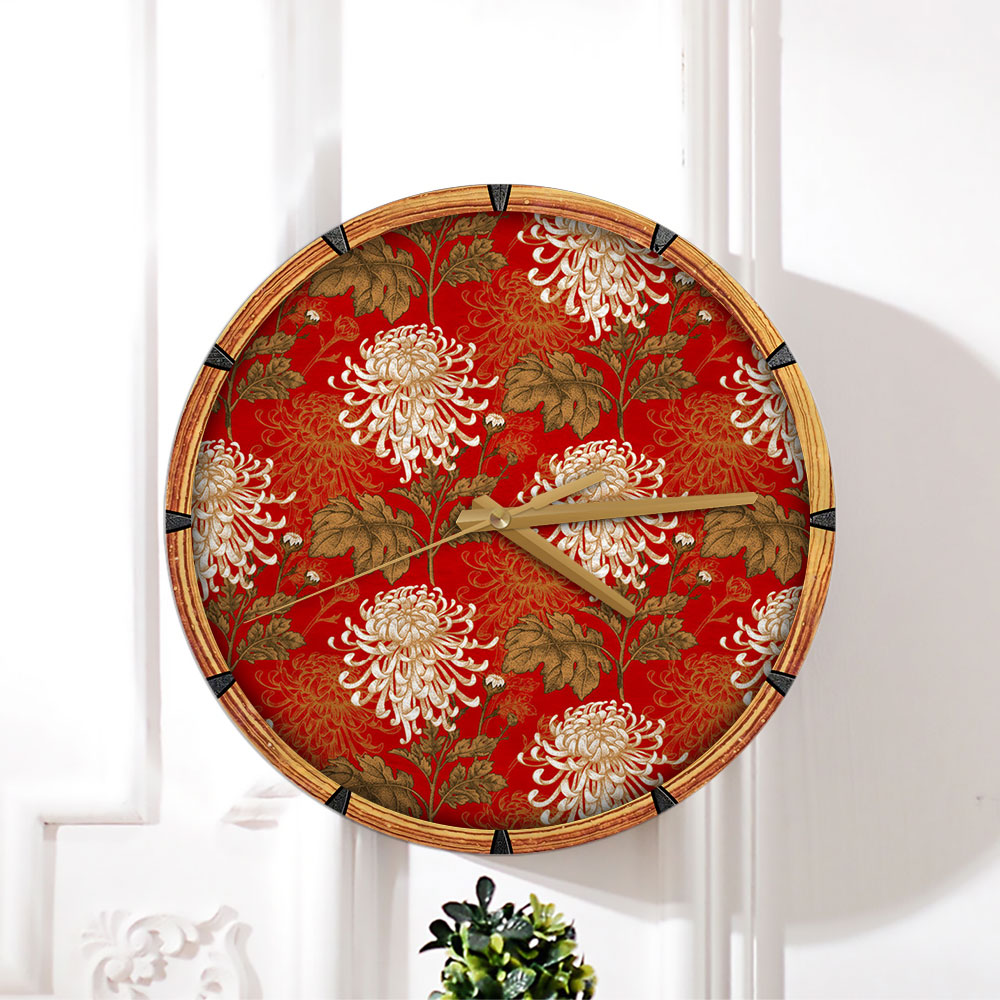 Chinese Chrysanthemum Wall Clock