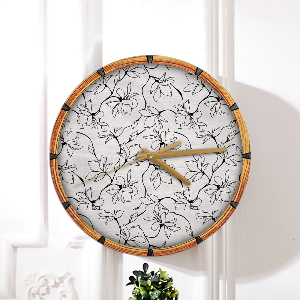 Classic Magnolia Flower Wall Clock