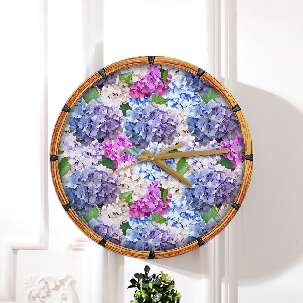 Colorful Hydrangea Wall Clock