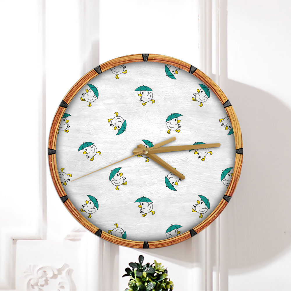 Cute Umbrella Duck Wall Clock