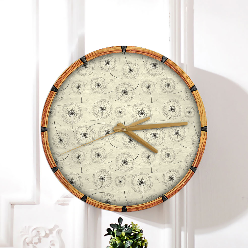 Dandelion Seamless Pattern Wall Clock