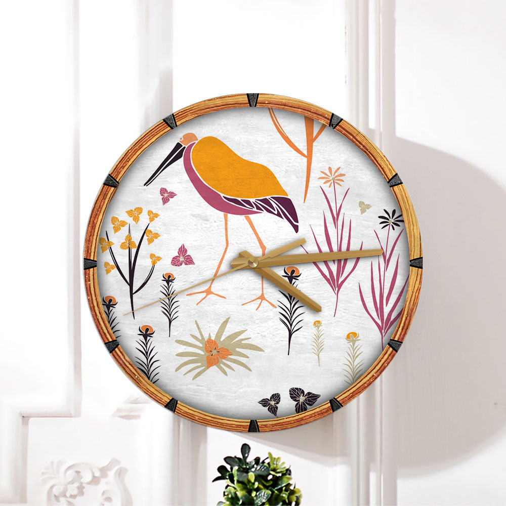 Forest Heron Art Wall Clock