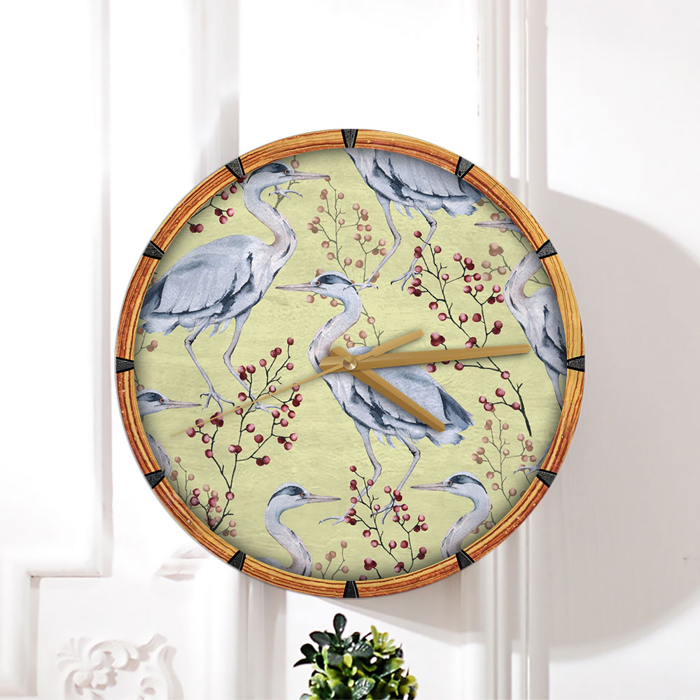 Gray Heron Wall Clock