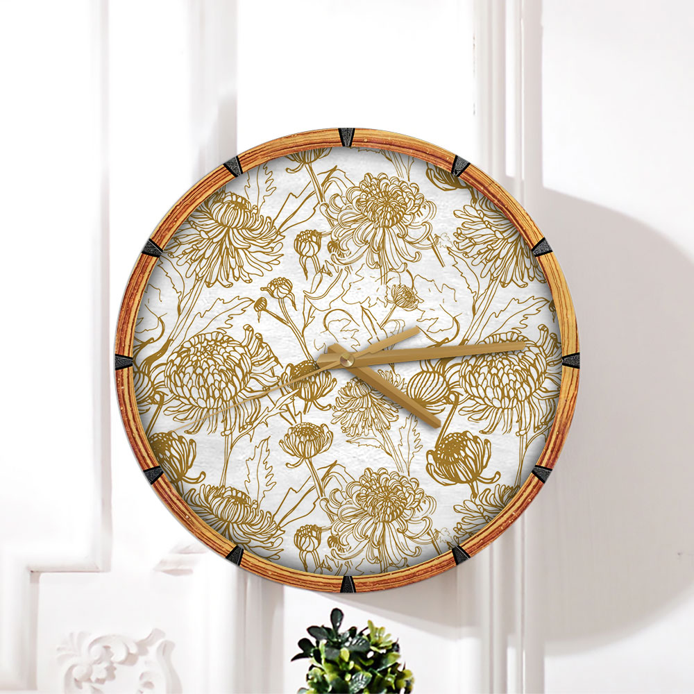Japanese Chrysanthemum Wall Clock