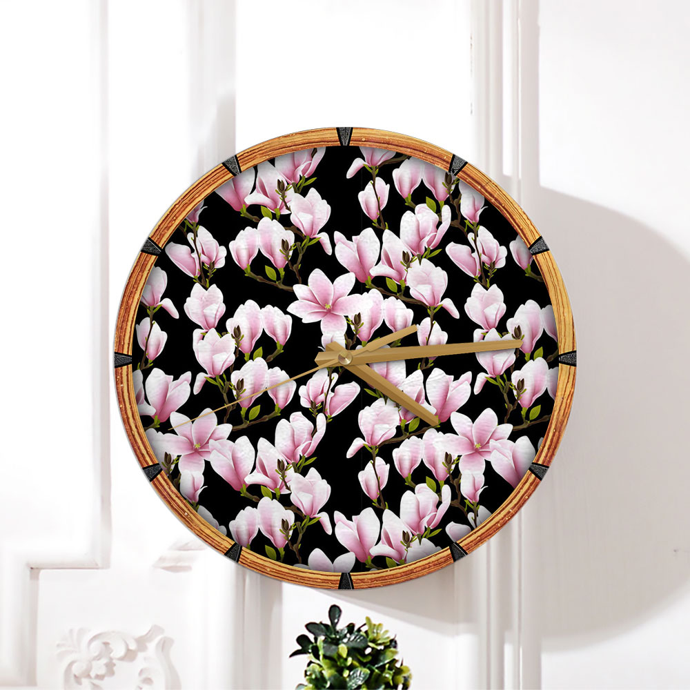 Magnolia Flower Garden Isolated Wall Clock