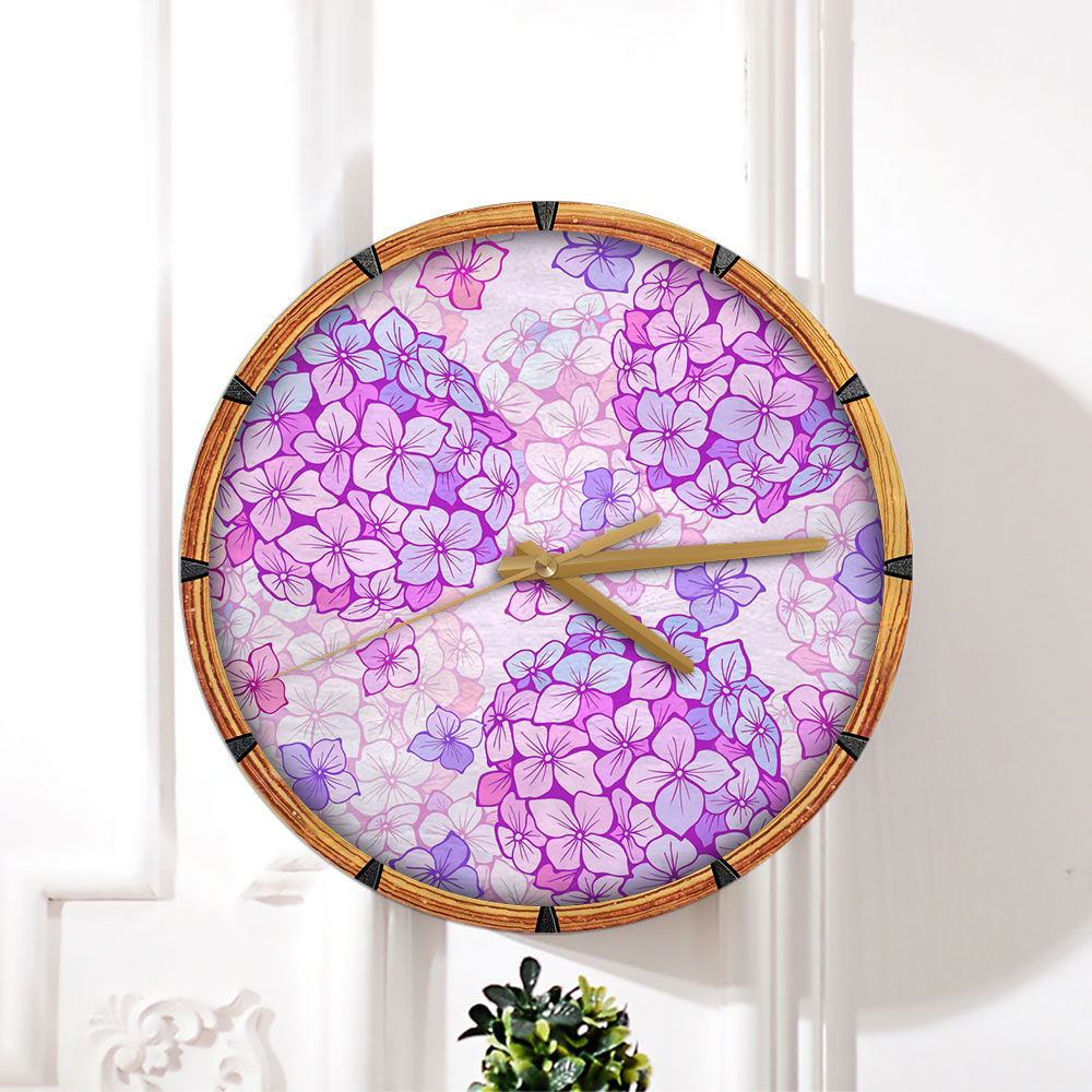 Pastel Hydrangea Flowers Wall Clock