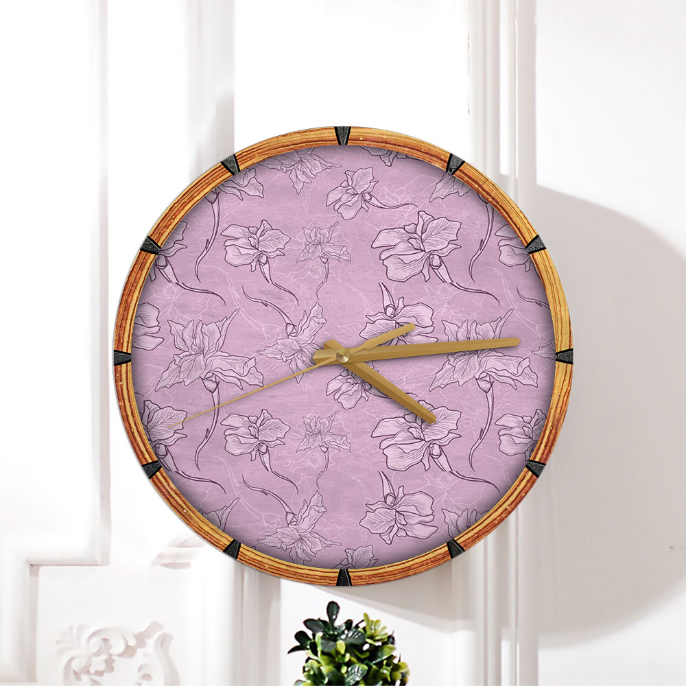 Pink Iris Flowers Wall Clock