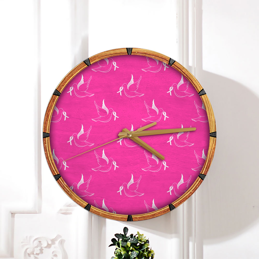Pink Universe Ribbon Pigeon Wall Clock