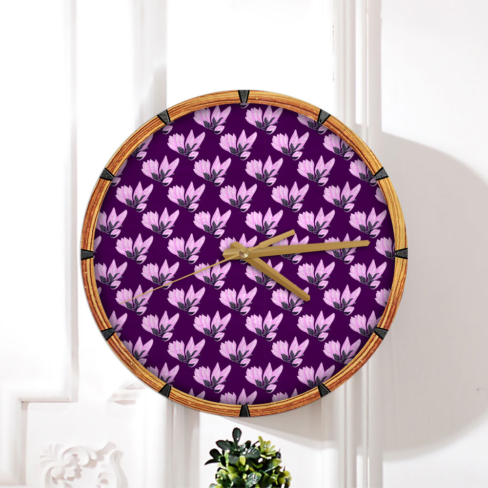 Purple Magnolia Flowers Wall Clock