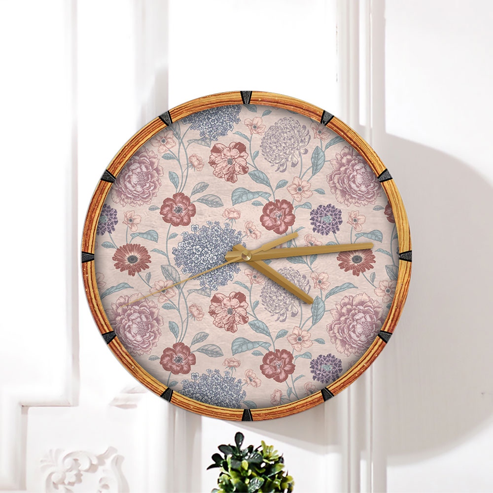 Retro Hydrangea Flower Wall Clock