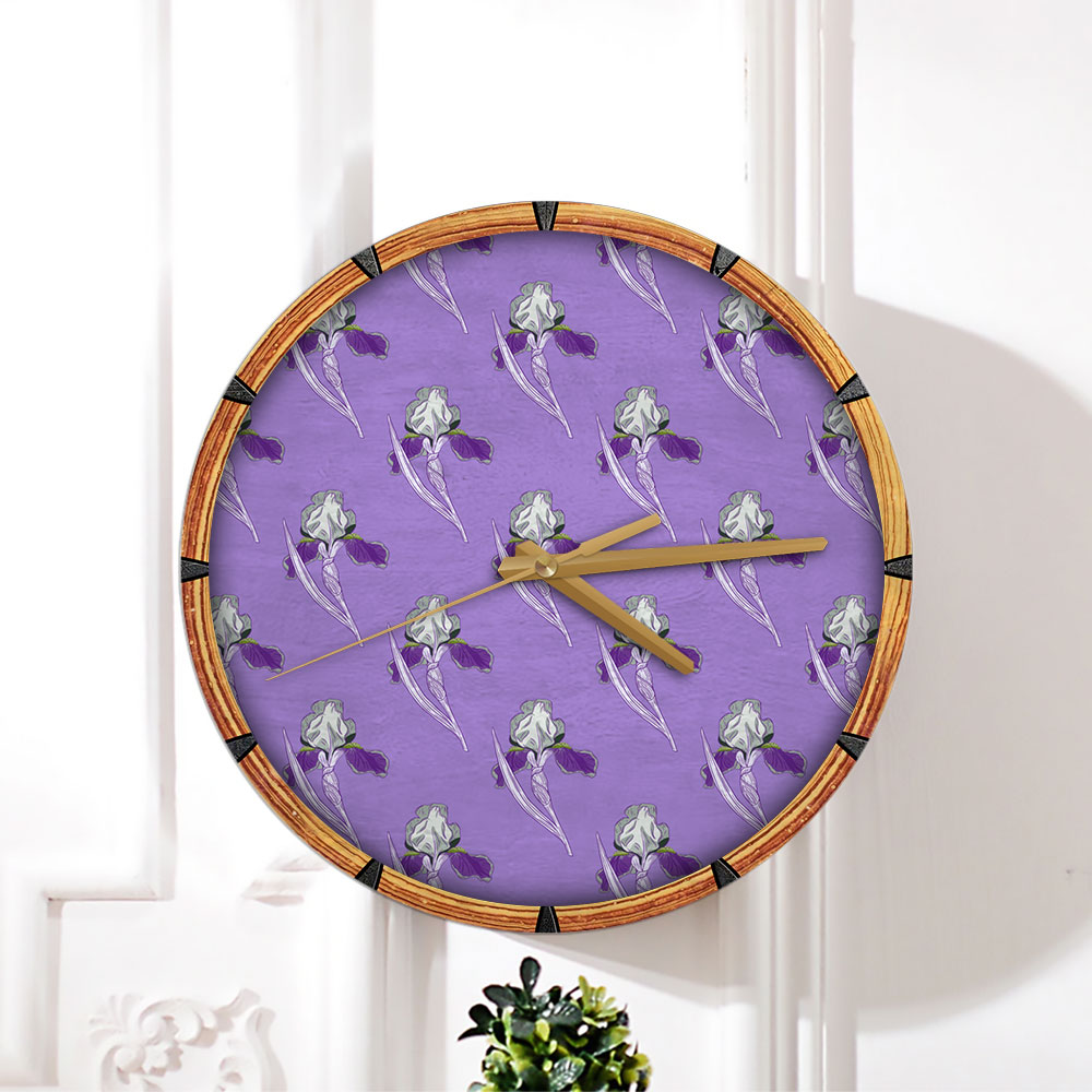 Simple Style With Small Iris Flower Wall Clock