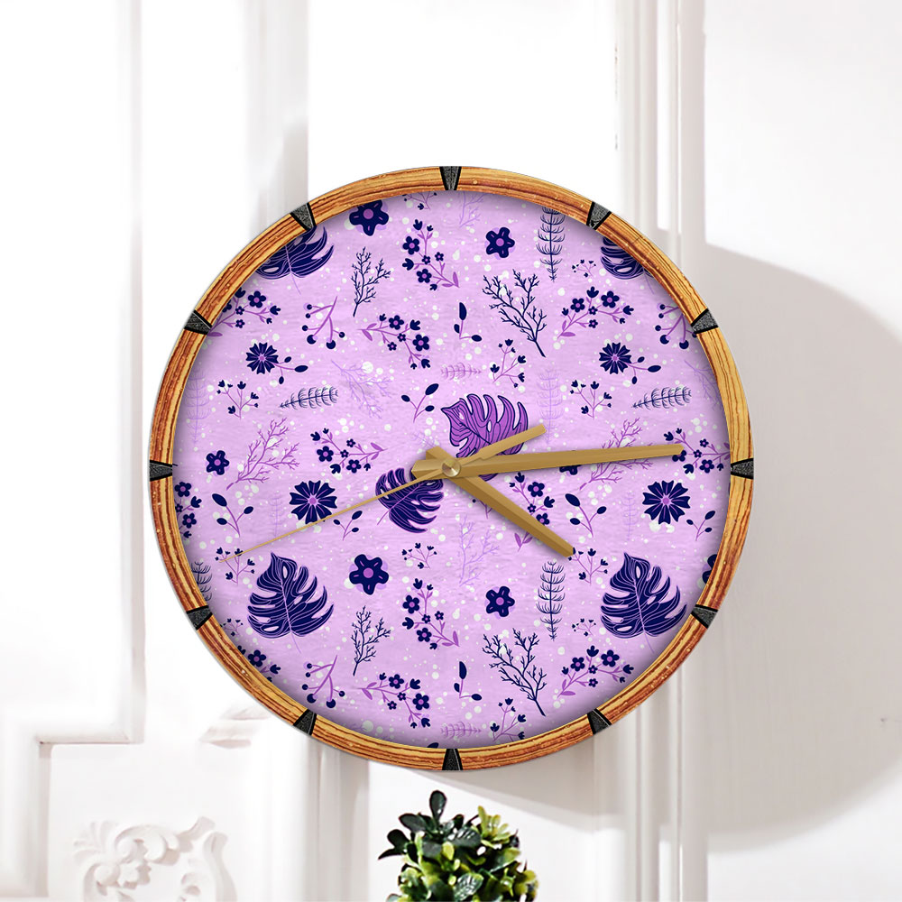Spring Flowers Violet And Purple Wall Clock