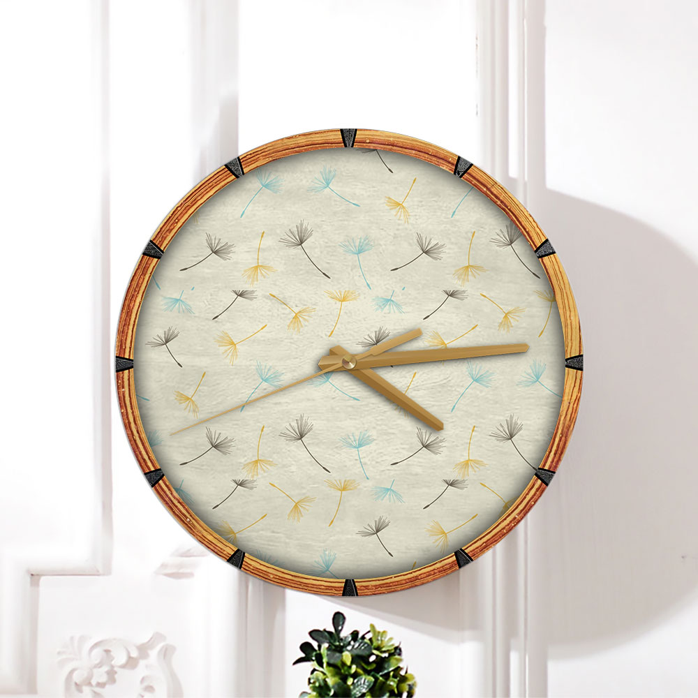 Sticker Dandelion Seamless Pattern Wall Clock